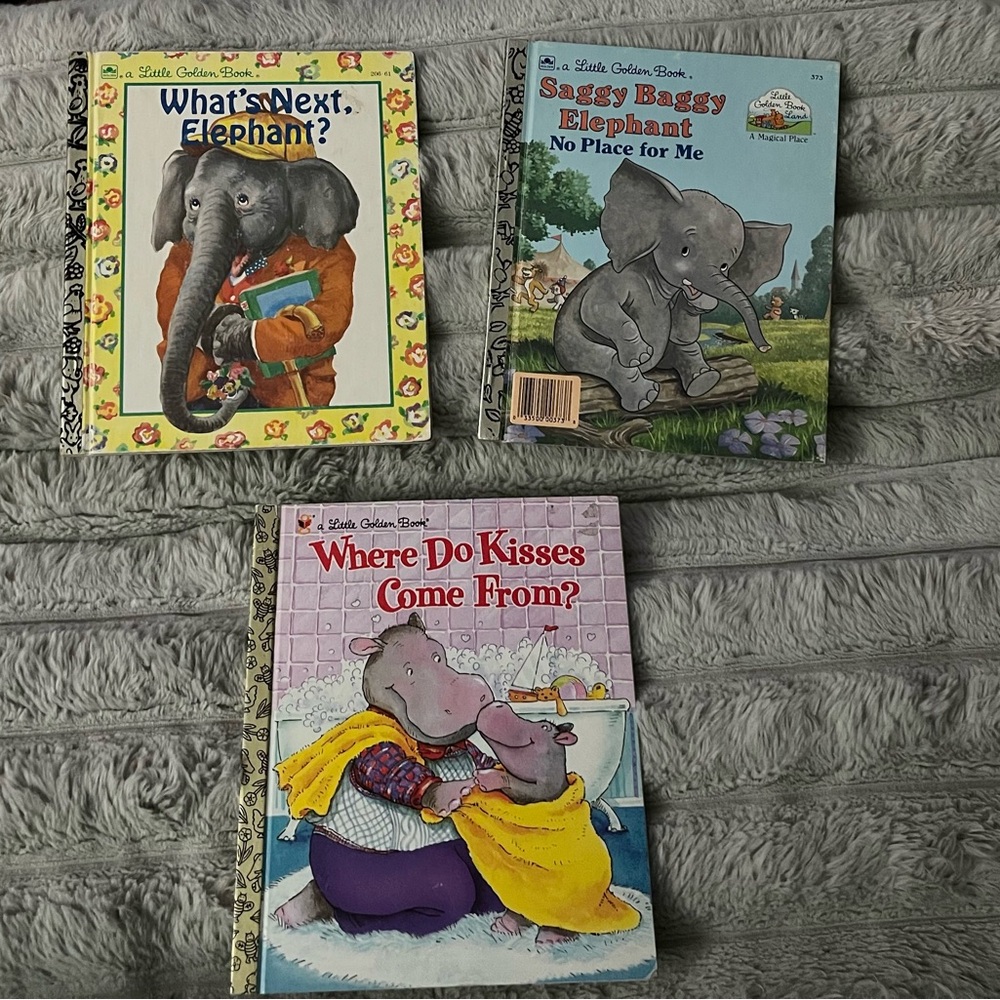 Bundle of 3 Elephant / Hippo A Little Golden Books